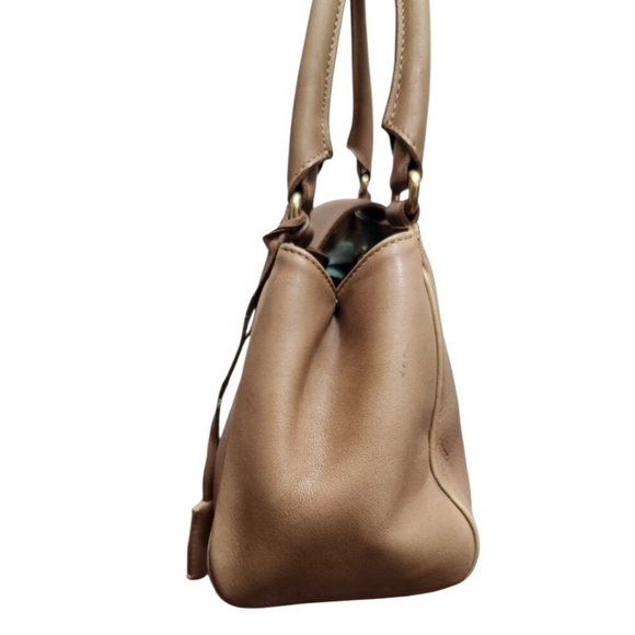 TRUSSARDI Beige Leather Baguette Clip Shopper Shoulder Push Lock Handbag Womens - Picture 9 of 16